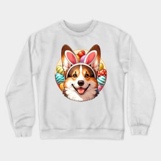 Pembroke Welsh Corgi Enjoys Easter with Bunny Ears Crewneck Sweatshirt